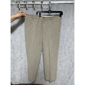 Claiborne Pants Men 38X27 Striped Linen Viscose Italy Fabric Hybrid Dress Casual